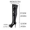 Stivali Alti Fino alla Coscia Sexy da Donna Inverno Sopra il Ginocchio Elasticizzati Vernice Tacco Alto Sottile Scarpe con Plateau Design con Spacco Posteriore
