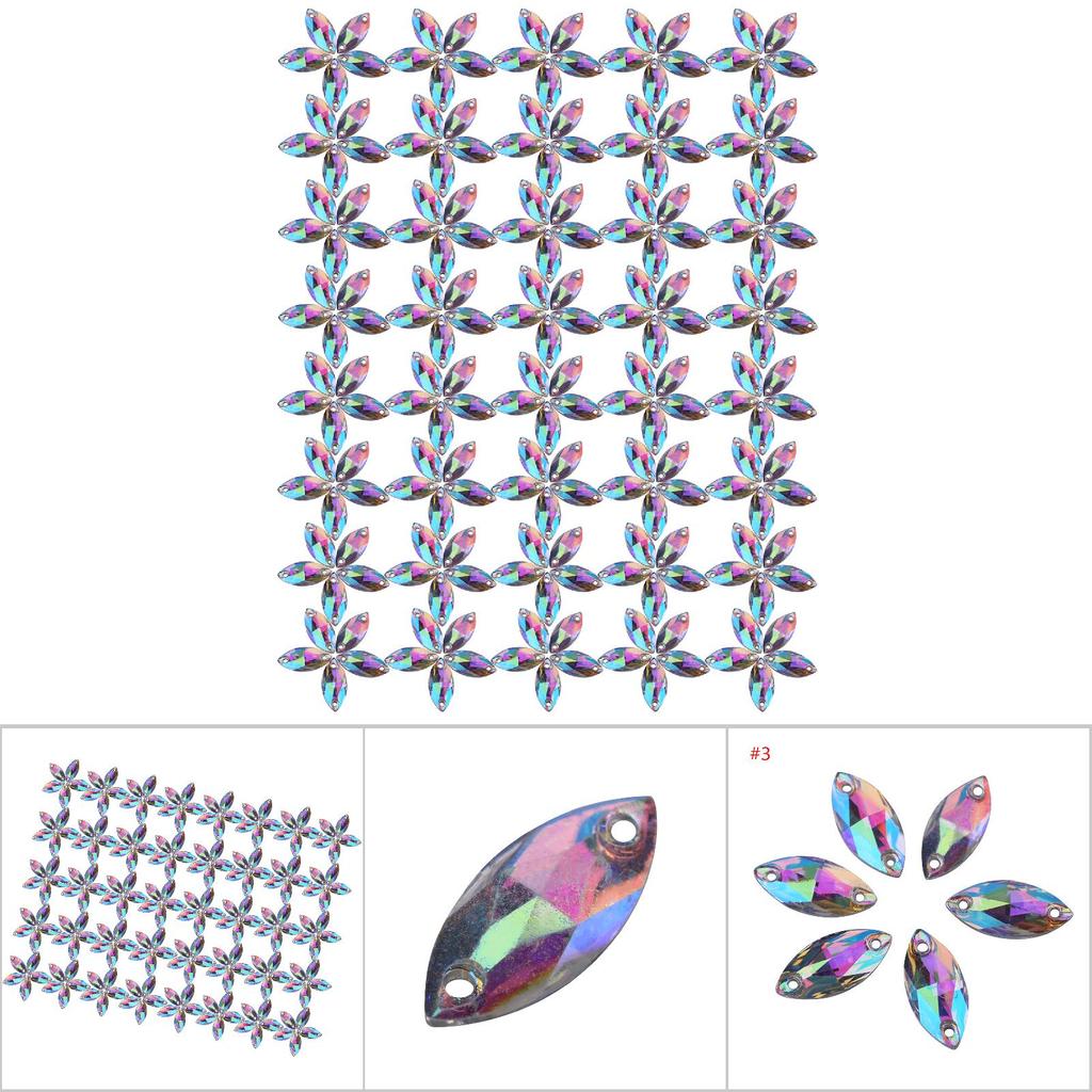 200pcspack Flatback Acrylic Resin Sewing Shiny Crystal With Hole Craft Accessories(#3)