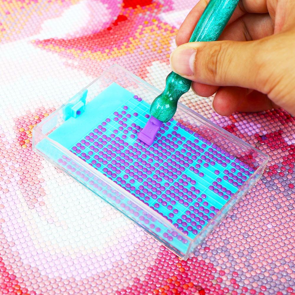 5D Diamond Painting Art Tools Kit - 16pcs Multi-Style Multifunctional Pen Heads,Resin Point Drill Pen,Wax, Storage Tray & Brush