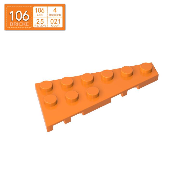 BRICKE Brick Guest 3x6 Left Wedge Plate Compatible with LEGO 54383 Building Blocks 50g (~30 pcs)