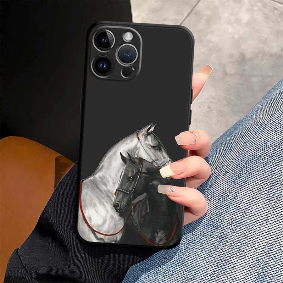 

White Black Horse Funda Phone Cover Case for Apple iPhone 17 Pro Max 11 XR XS MAX 14 12 Air 16 15 Pro 7 8 13 iPhone 12