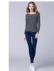 2022 Women's Slimming One-Shoulder Black & White Striped Long Sleeve T-Shirt