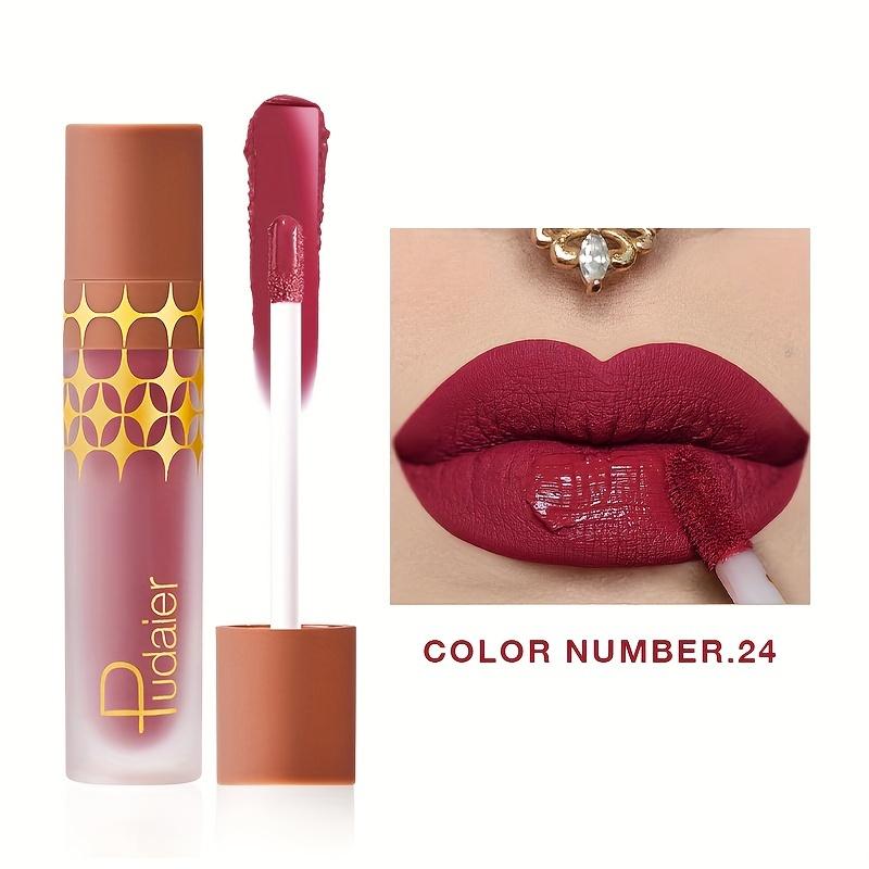 

24 цвета высокопигментированная матовая глазурь для губ - стойкая, устойчивая к размазыванию жидкая помада красно-коричневых тонов для вечернего макияжа губ 24#