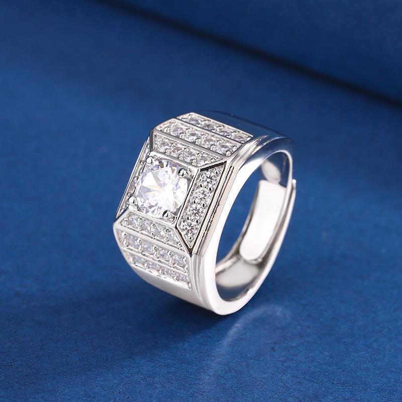 

Cross-Border Men s Ring: Micro-Paved Full Star Zircon Simulated Moissanite