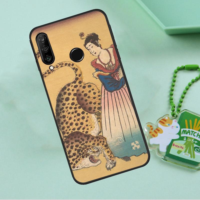 Japanese ukiyo-e Art Panther Tiger For Huawei Nova 10 9 SE 5T 12s 12i 11i Y91 Y90 Y60 Y70 Y72 Y61 P20 P40 P30 Lite P60 Pro Case
