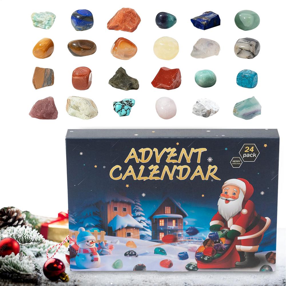 Christmas Countdown Calendar Advent Rock Collection Calendar Advent 2025 Minerals Collection Ore Gem 24 Day For Kids Women Men