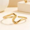 Geometric Wave Open Cuff Bracelet with Smooth Metal Finish - Irregular Fashion Style