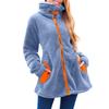 Zip Up Jacket For Women Fuzzy Fleece Coats  Coat Contrast Jackets Trendy Fall Winter Outfits Casual Outwear