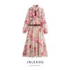 Jnleaog Spring New Arrival Women's Clothing Fashion Style Design Printing Series Belt Midi Skirt Dress 2507147