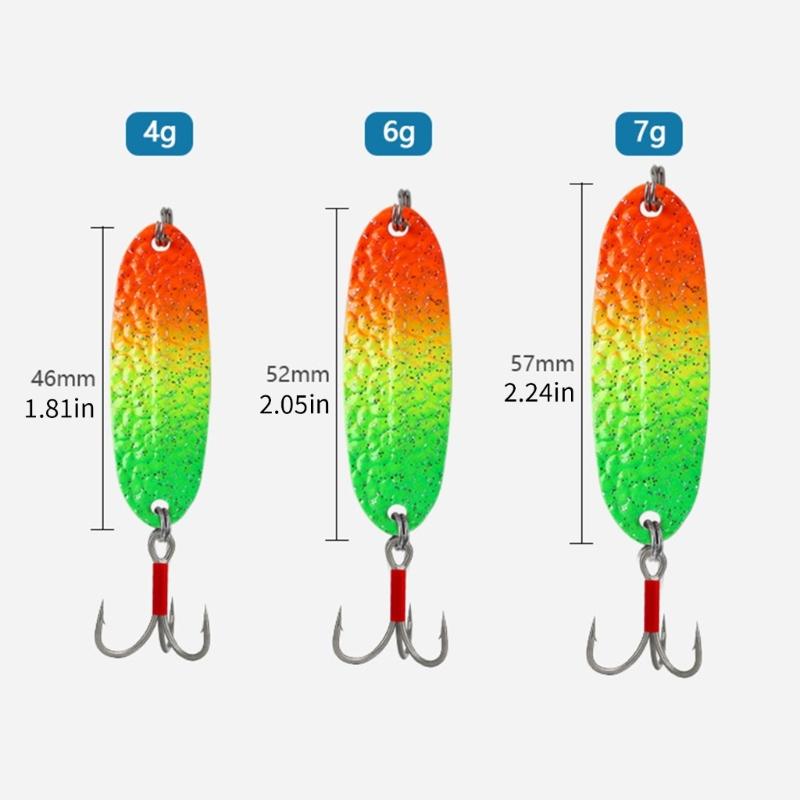 Metal Spoon Fish Lures Fishing Spinner Baits Casting Baits Metal Construction Curved Fishing Lures Sequins Baits Set