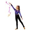 Mädchen Ganzkörper Strass-Leotard Rundhalsausschnitt Langarm Kontrastfarben-Print Steg-Jumpsuit für Gymnastikwettkampf Training