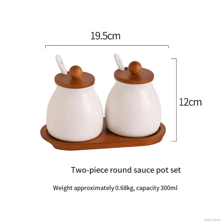 Ceramic Spice Jar Set Three-piece Solid Seasoning Storage Container Seasoning Jars & Bottles