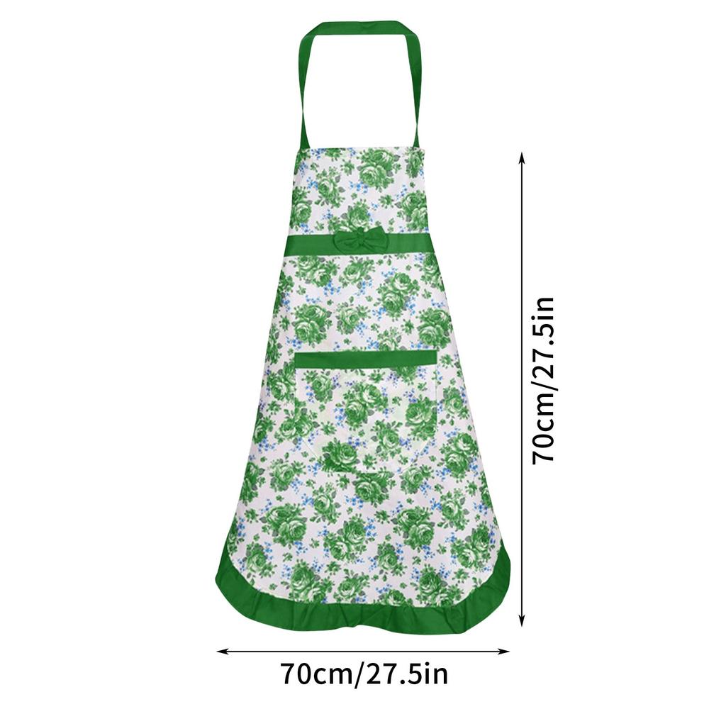 Women'S Floral Apron With Pocket Neck Adjustable Belt Waterproof And Oil Proof Sleeveless Apron For Home Kitchen