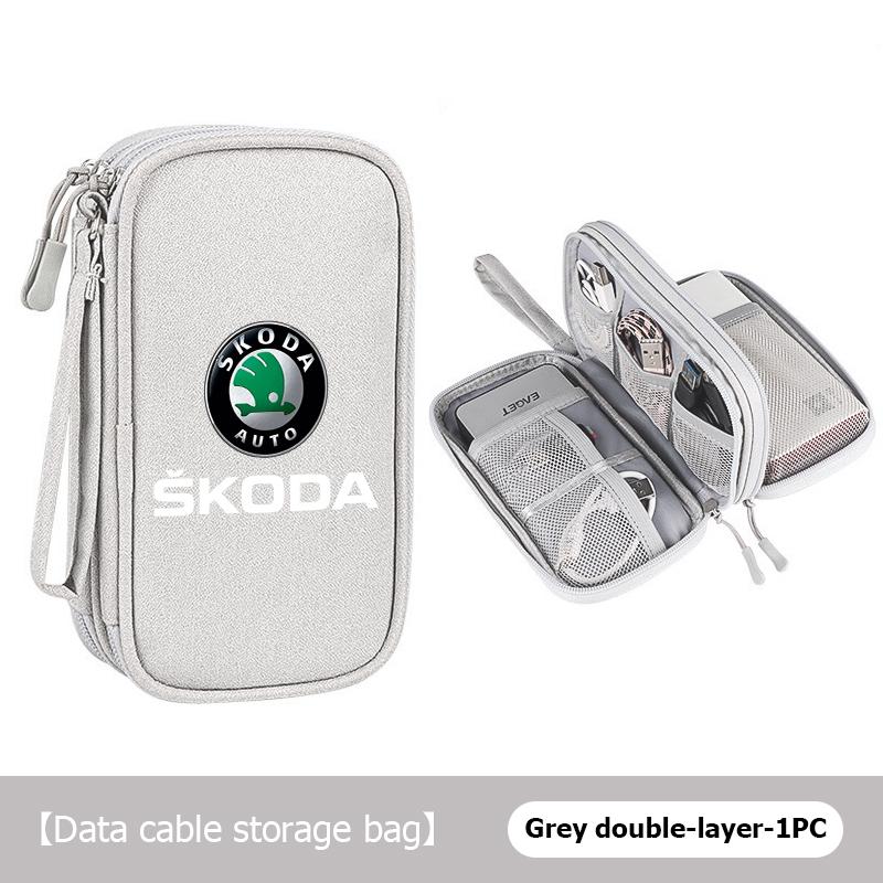 AAABR1 Travel Portable Digital Accessories Storage Bag Organizer For Skoda Kamiq Karoq Octavia 2 3 Rapid Scala Kami Fabia VII VRS