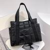 2024 Hit Winter Brand Textured Padded Design Duffel Bag for Women Big Totes Plaid Shoulder Bags Designer Nylon Shopper Handbags