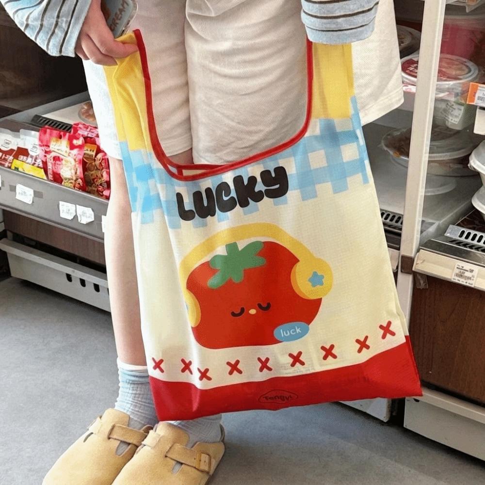 Large Capacity Cartoon Shopping Bag Waterproof Vegetable Storage Bag Handheld Bag  Shopping