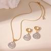Zweifarbiges Edelstahl-Spiral-Halsketten- und Ohrring-Set - Elegante Alltagsaccessoires für Damen