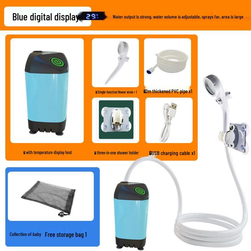 Portable Self-Priming Electric Shower for Outdoor and Rural Use