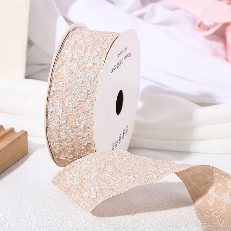 10Yards 25/40mm 3D Flower Wrinkle Embossment Ribbon DIY Accessories for Bows Bouquets Gift Wrapping Sewing Clothes Materials