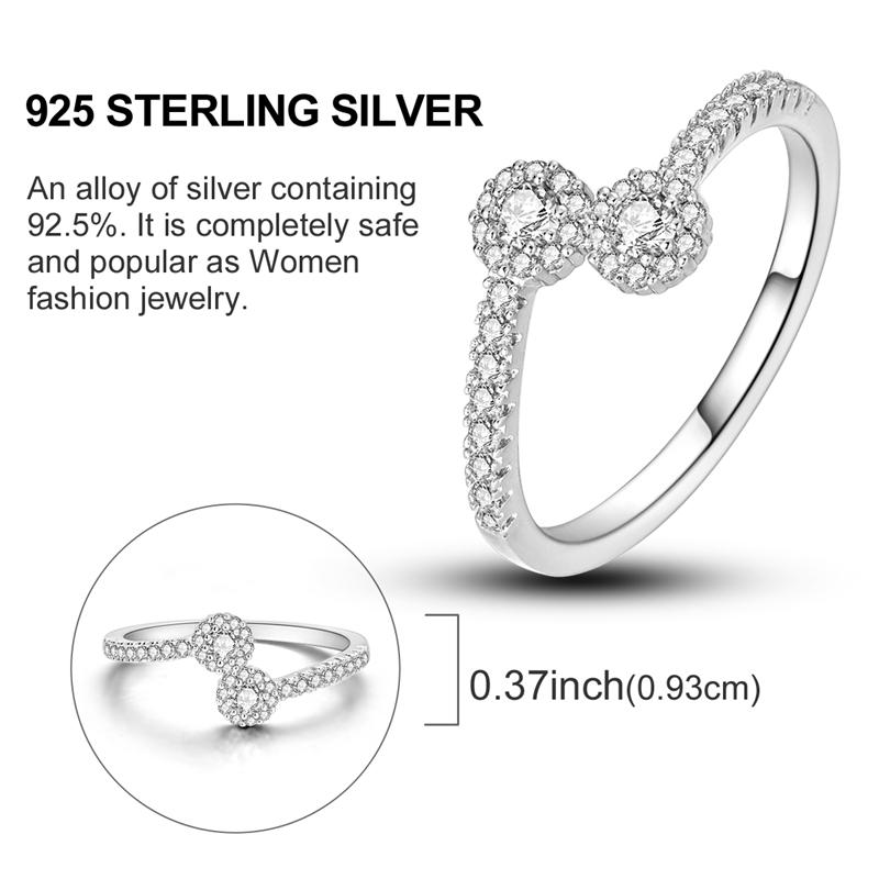925 Sterling Silver Gold Ring Sparkling Infinite Love  Rings for Women Girl Wedding Jewelry Gifts