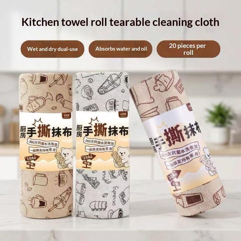Thickened Disposable Tearable Kitchen Cleaning Cloth Oil-Proof Non-Stick Dish Towel Ultra Absorbent Wet And Dry Dual-Use Wipes