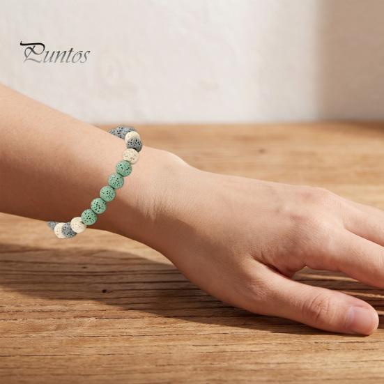 Minimalist Stackable Beaded Jewelry Obsidian Stone Bracelet for Men Women, Colorful Rock Beads Handmade Elastic Stretch Bracelet, Aromatherapy