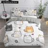 Cartoon Bedding Set Cute Cats Printed 3D Duvet Cover Set Twin Full Queen King Double Sizes Pillowcase Bedclothes Soft Polyester