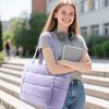Prošívaná taška Tote s velkou kapacitou pro ženy, Taška přes rameno s více přihrádkami a držákem na pohár, Pouzdro na notebook pro každodenní dojíždění, cestování a výlety