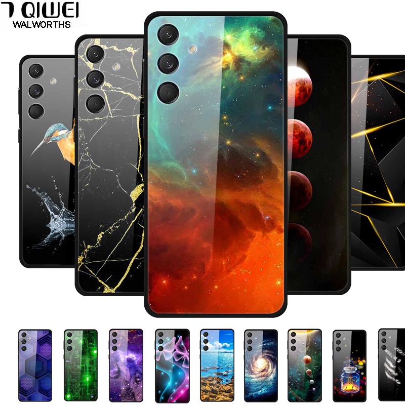 Tempered Glass Phone Cases for Samsung A16 Cases Space Print Hard Back Covers for Samsung Galaxy A16 4G 5G Shells Coque A16 2024
