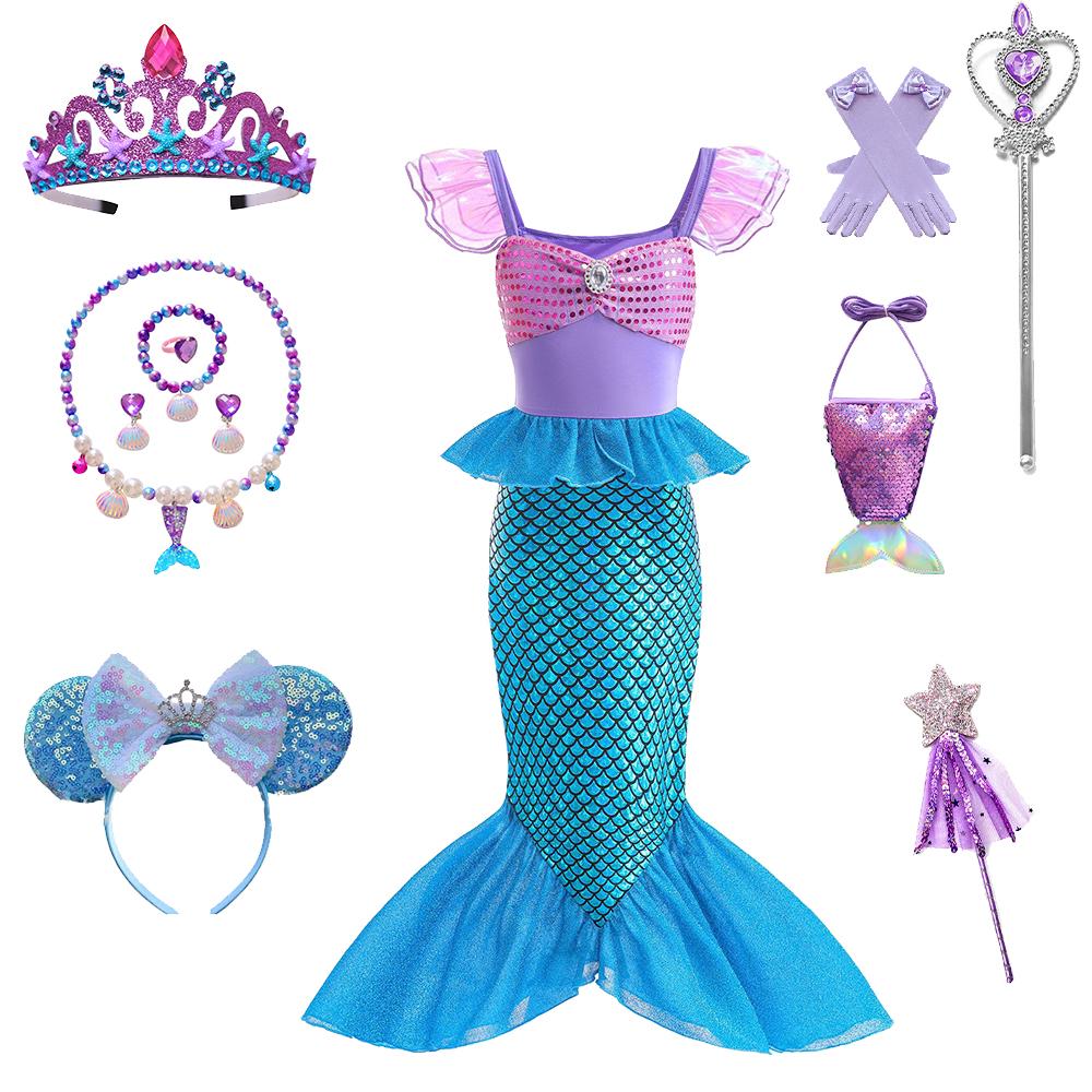 Дитячий костюм косплею русалки, костюм для рольових ігор для дівчаток, костюм для карнавалу, Хелловіну, дня народження, літня сукня принцеси
