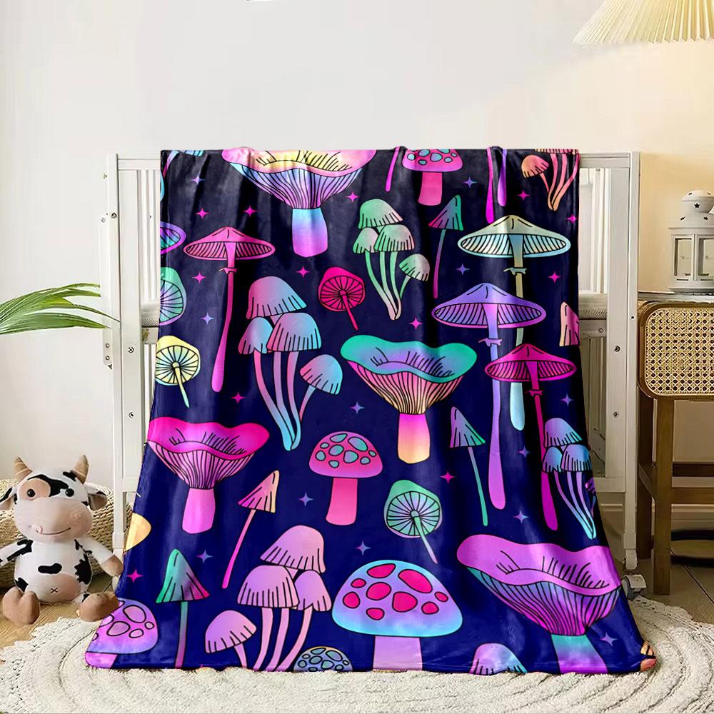 Colorful Mushroom Pattern Blanket for all seasons blanket lunch break throw gift
