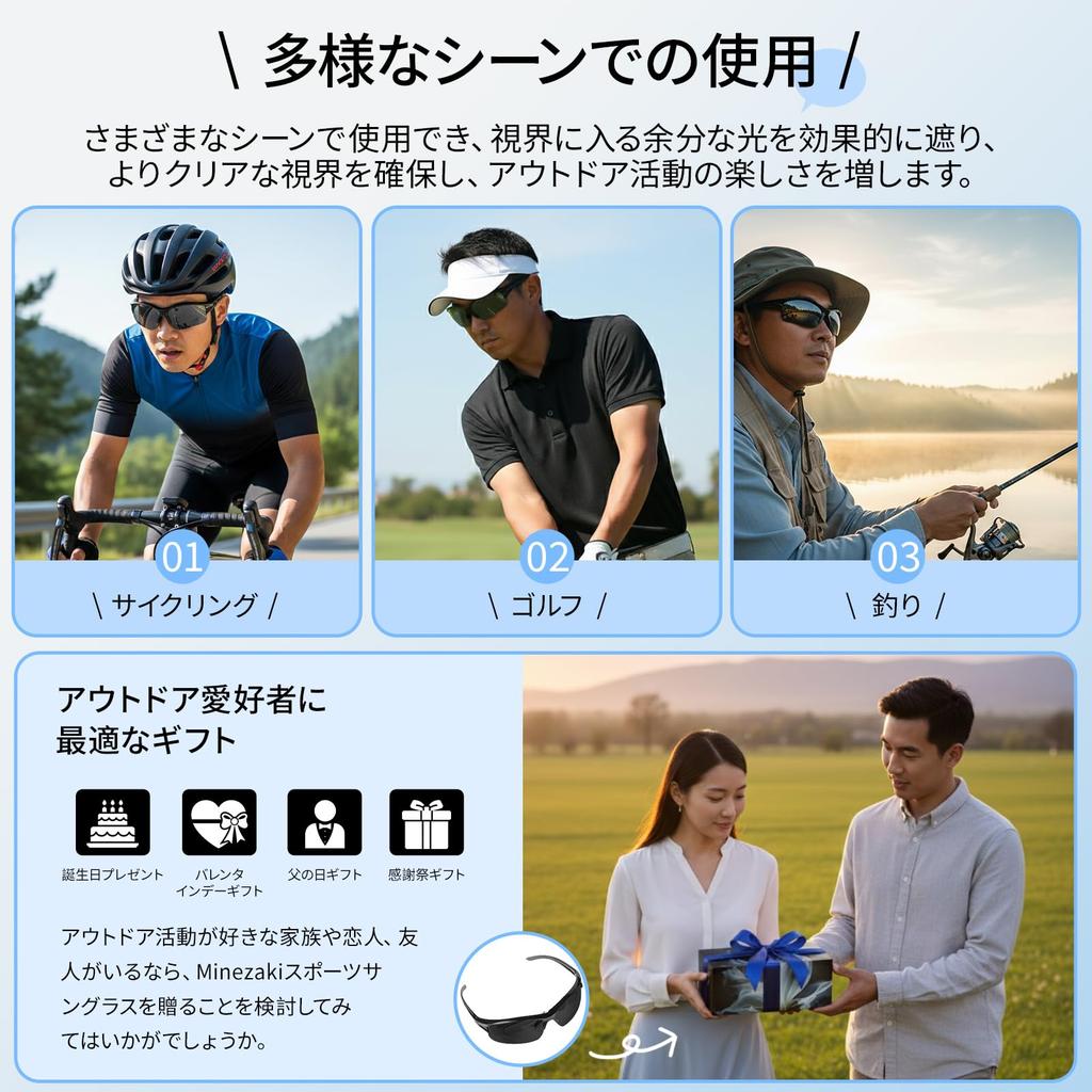 for Japanese Polarized Sports Sunglasses Lens UV400 UV Prescription Lens for with Storage Case [Minezaki] [Designed People] [Latest Improvement/5 Set]