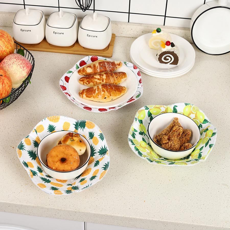 Microwave Bowl Holders 5pcs Hot Bowl Holders Fruit Pattern Safe Hot Soup Holder Cotton Heat Resistant Food Dish Pads Potholders