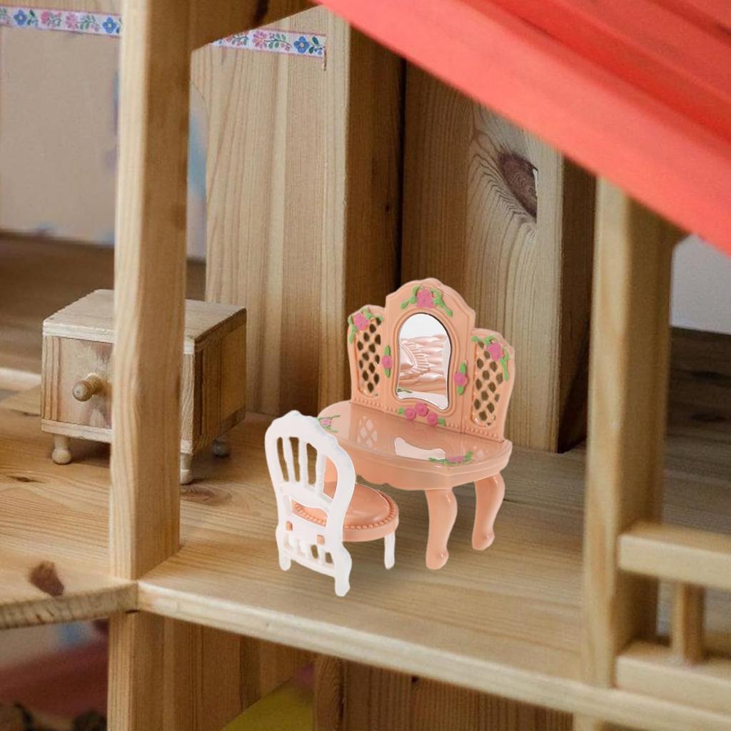 TOBBOMEY Miniaturní nábytek pro domeček pro panenky s realistickou mini postelí a mini doplňky do domu pro hru na malý nábytek, modely pro pohovku, hru, děti,