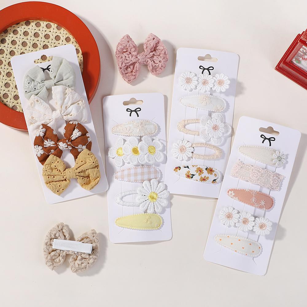 4/5Pcs Mini Baby Hairclip Cute HairClip Print Cotton Alloy for Toddler Girl Children Lovely Kid Headwear Baby Hair Accessories