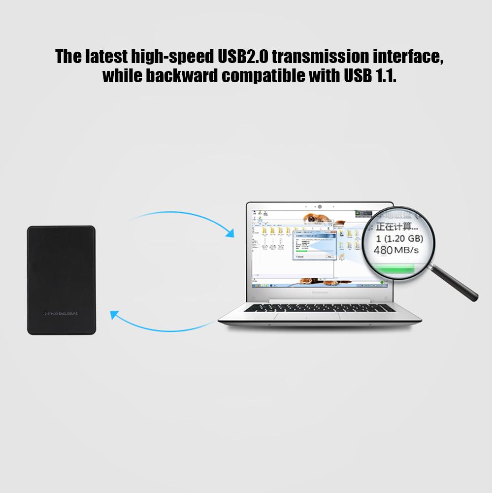 W25q720 2.5 inch USB2.0 SATA Mobile Hard Disk Box Case HDD Enclosure Free Screw Support 2TB (Not Inclube Hard Disk)