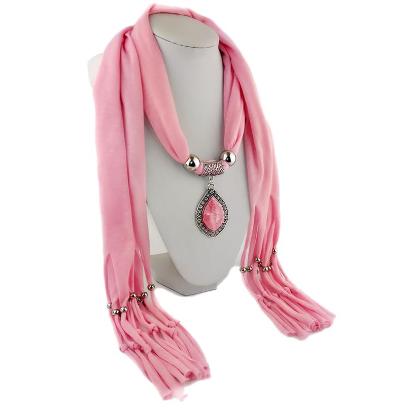 Jewelry Scarf Metal Diamond Jade Pendant Women Shawl Scarf