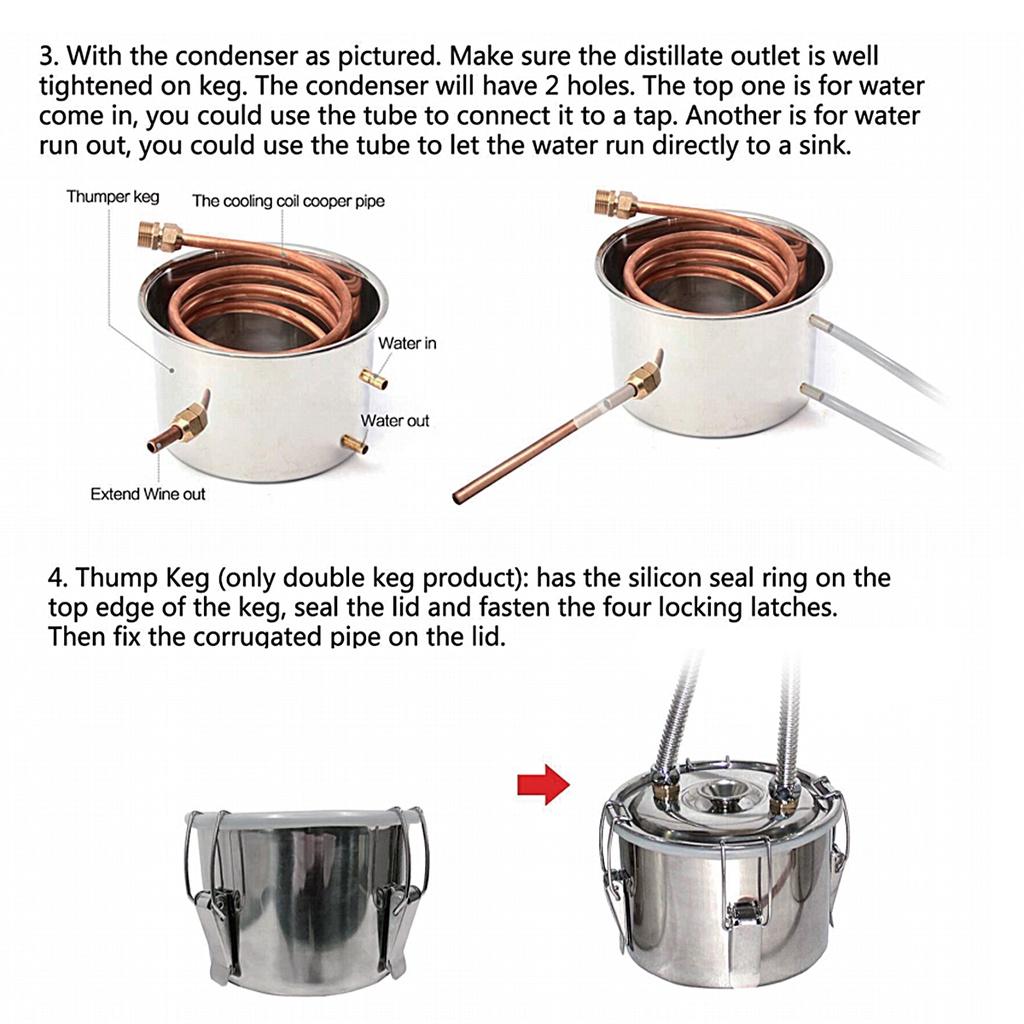 12/20/30L Home Distiller Alambic Moonshine Alcohol 3pot Still Stainless Copper DIY Brew Water Wine Essential Oil Brewing Kit