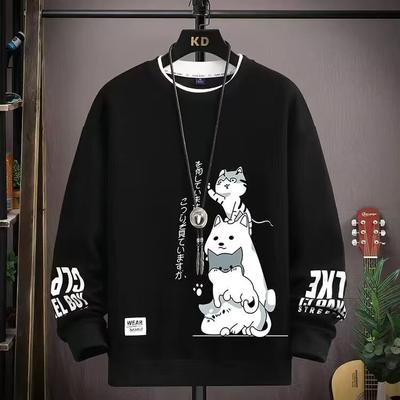 Round Neck Sweater Men's Autumn Thickened Long-sleeved Sweater Youth Inner Jacket