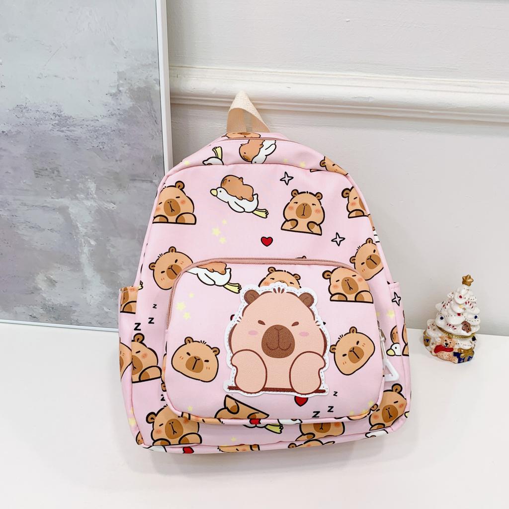 Capybara Cartoon Printting Backpack School Bag For Cute Kids Breathable Gift