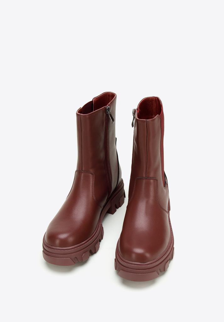 Wittchen Women's Leather Platform Chelsea Boots Cherry Natural Leather