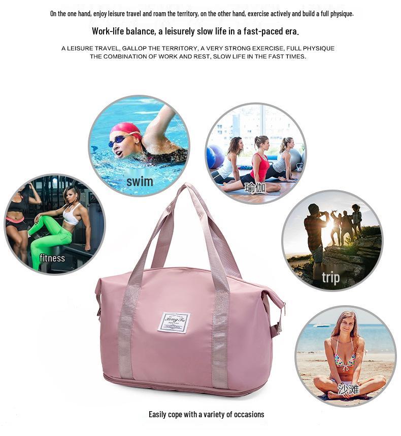 Expandable Large Capacity Travel Bag with Dry/Wet Separation, Portable Handheld Style for Fitness and Luggage Storage