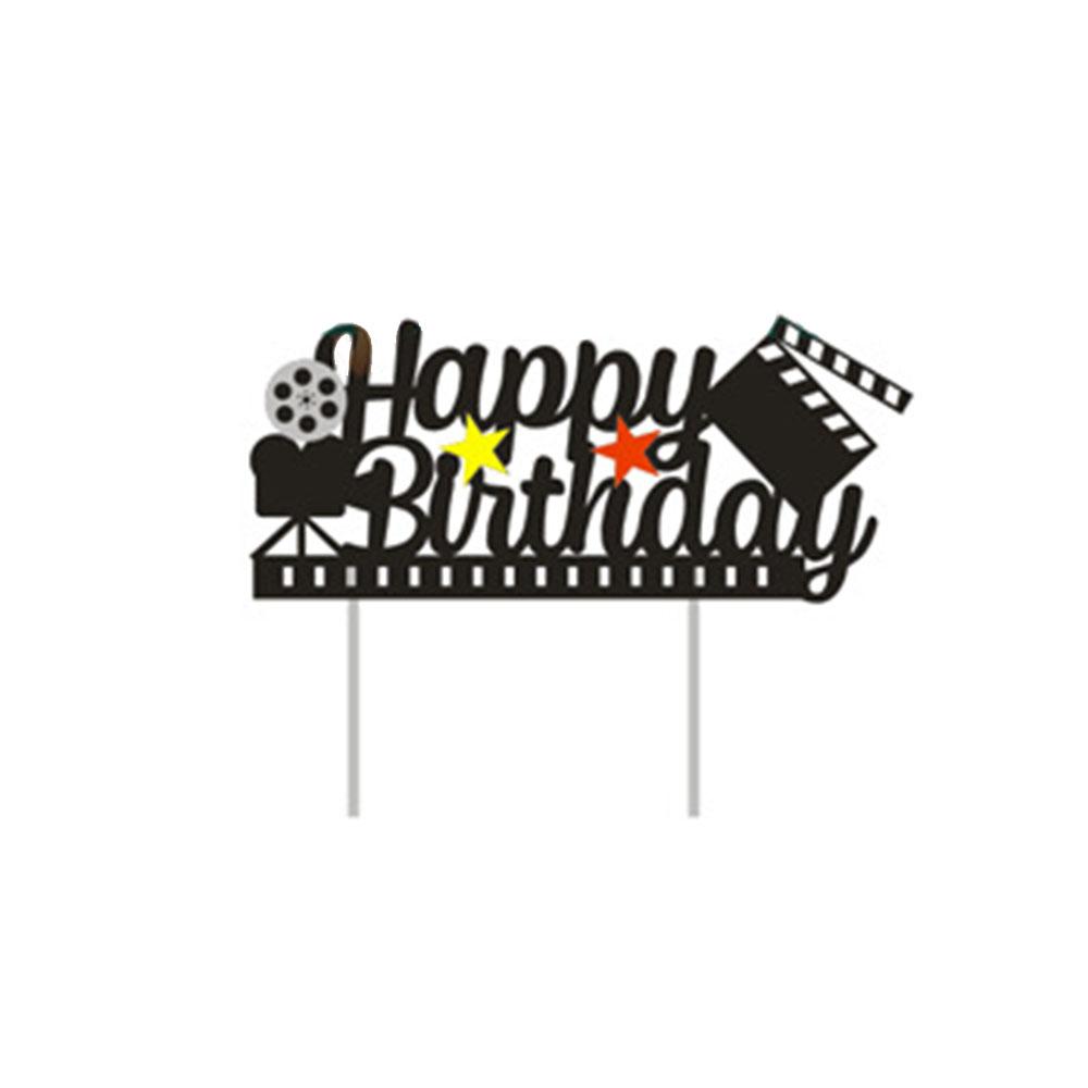 Party Cupcake Topper Movie Night Paries Birthday Movie Theme Party Popcorn Cinema Ticket Lamplight Camera Cakes Decoration