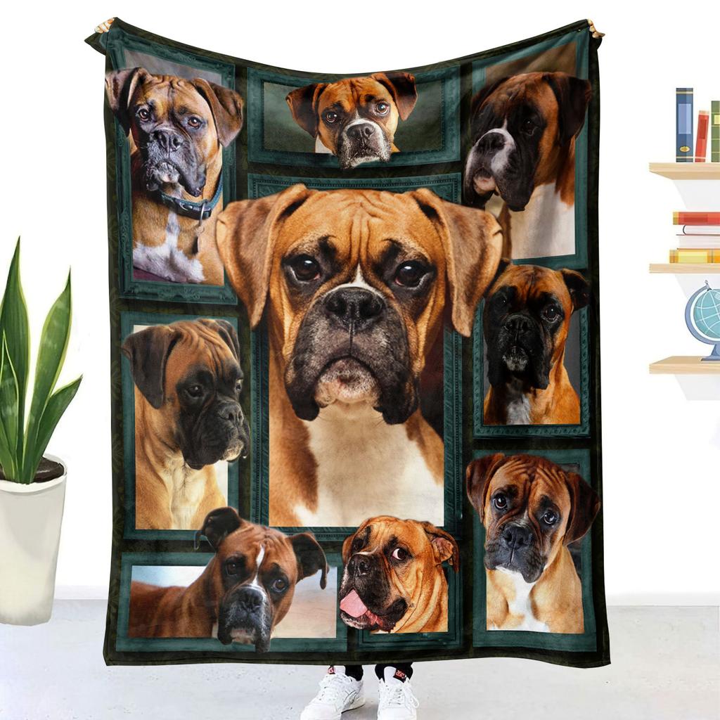 German Shepherd Blanket Dog Lover Gift Fleece Throw Soft Cozy Pet Photo Collage Home Decor Animal Art Bedding Cover