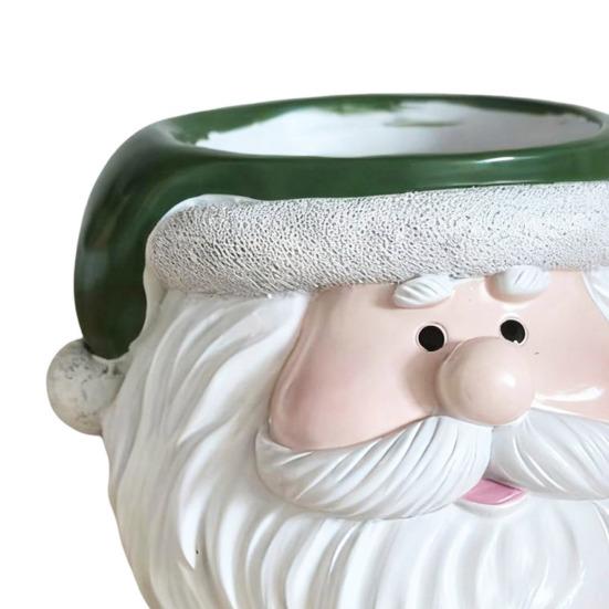Christmas Snowman Planter Pot Santa Claus Head Resin Succulents Herb Plants Flower Pot Home Balcony Garden Decoration