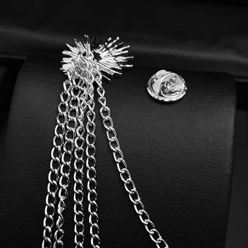 1PC Peacock Suit Accessories Chain Tassel Collar Pins Vintage Men Women Crystal Corsage Brooch Pin