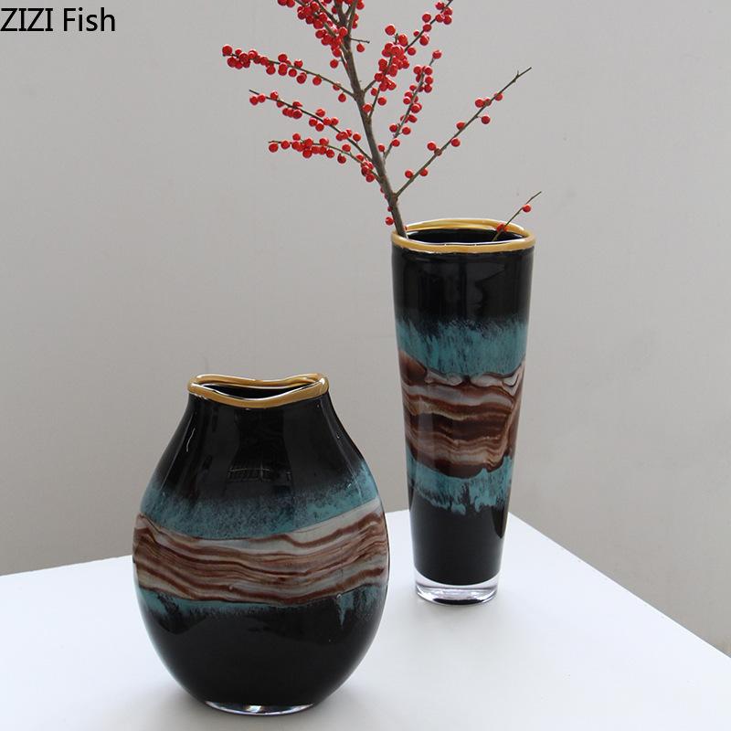 Creative Stained Glass Glass Vase Handicrafts Flower Pots Table Decoration Flowers Arrangement Floral Vases Room Aesthetic Decor