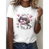 Women's Fashion Glasses Printed T-shirt Sleeves Round Neck Casual Summer Dress