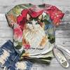 T Shirt Women Harajuku Tops Plus Size Women Short Sleeve 3D Kitty Cat Printed O-Neck Tops Tee T-Shirt Camisetas Mujer
