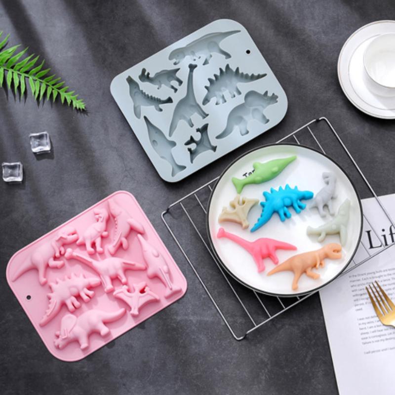 Moule en Silicone Dinosaure Dessin Animé Mignon Thème Dinosaure 3D DIY Fondant Gâteau Chocolat Moule Glaçon Gâteau Moule Accessoires de Cuisson